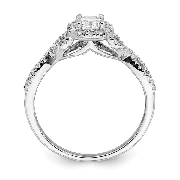 14K White Gold Halo Engagement Ring for 1/3 Carat Center