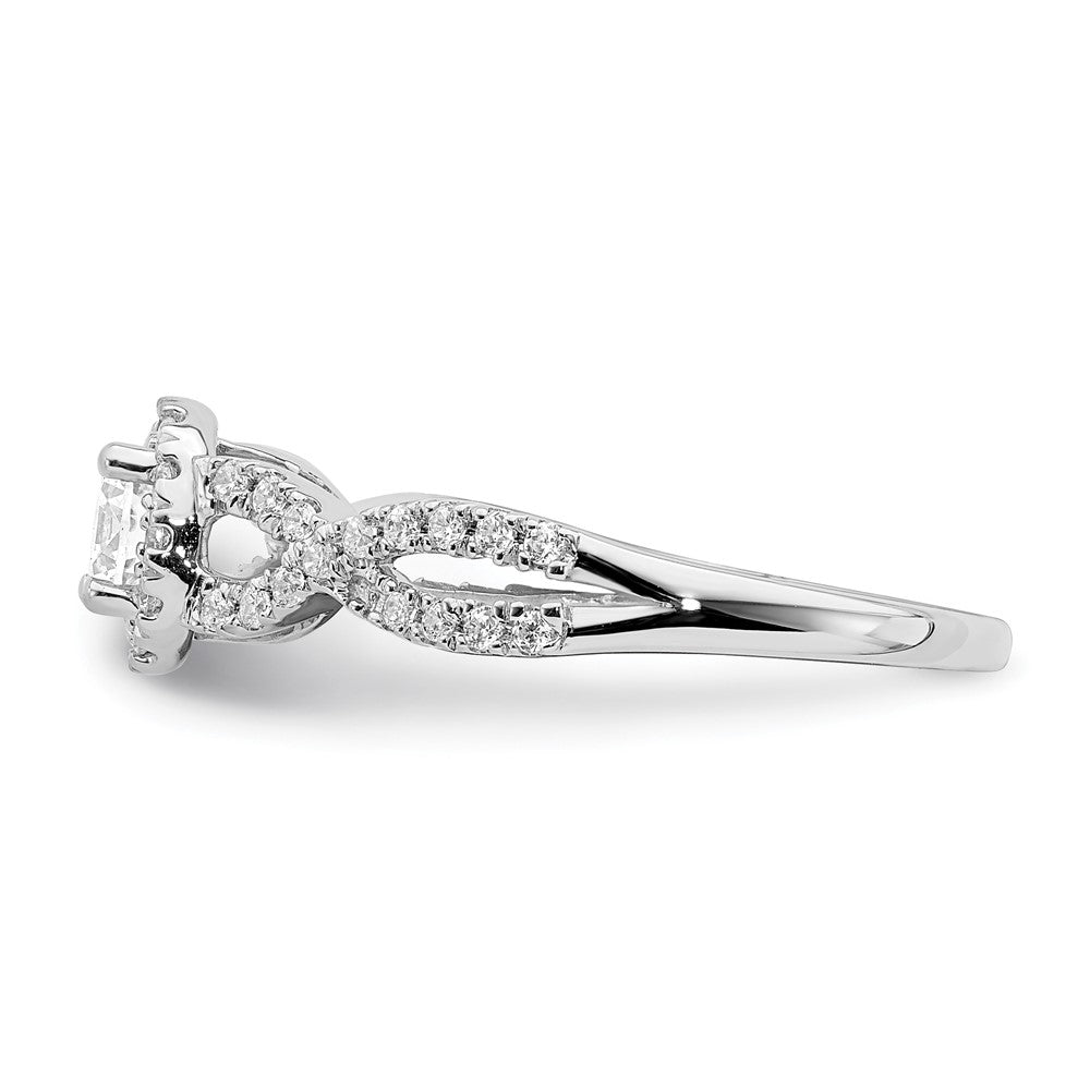 High-Quality 14K White Gold Halo Engagement Ring for 1/3 Carat Center, Stylish Design