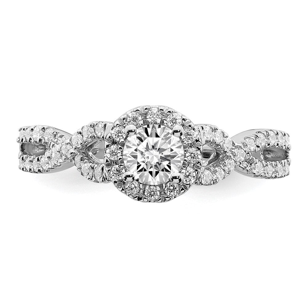 High-Quality 14K White Gold Halo Engagement Ring for 1/3 Carat Center, Stylish Design