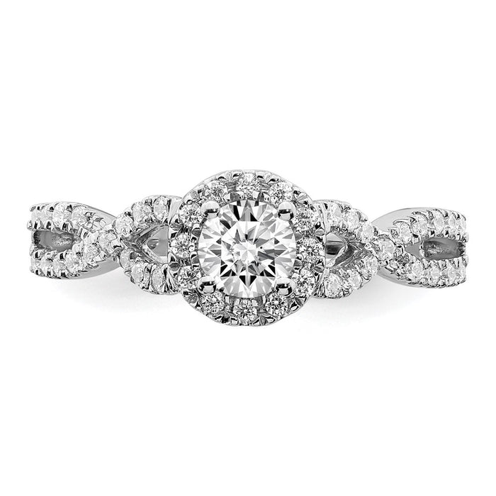High-Quality 14K White Gold Halo Engagement Ring for 1/3 Carat Center, Stylish Design-4