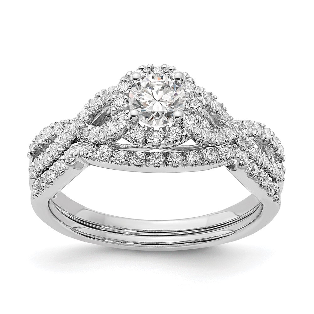 High-Quality 14K White Gold Halo Engagement Ring for 1/3 Carat Center, Stylish Design