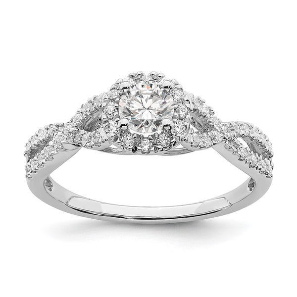 14K White Gold Halo Engagement Ring for 1/3 Carat Center