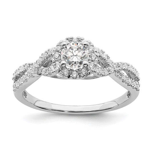 High-Quality 14K White Gold Halo Engagement Ring for 1/3 Carat Center, Stylish Design