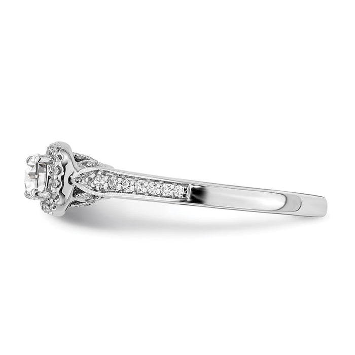 Buy Exclusive 14K White Gold Halo Engagement Ring - 1/4 Carat Center, Stylish Accents-3