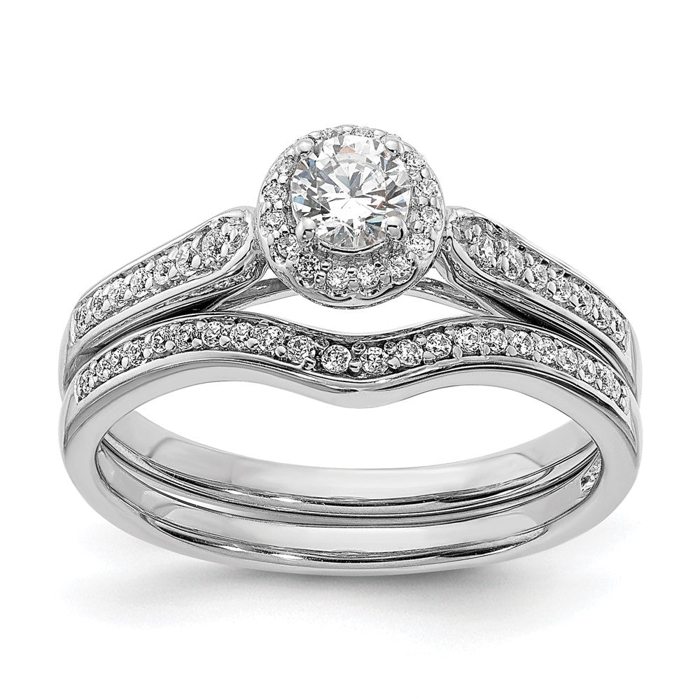 Buy Exclusive 14K White Gold Halo Engagement Ring - 1/4 Carat Center, Stylish Accents