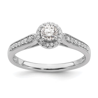 Buy Exclusive 14K White Gold Halo Engagement Ring - 1/4 Carat Center, Stylish Accents