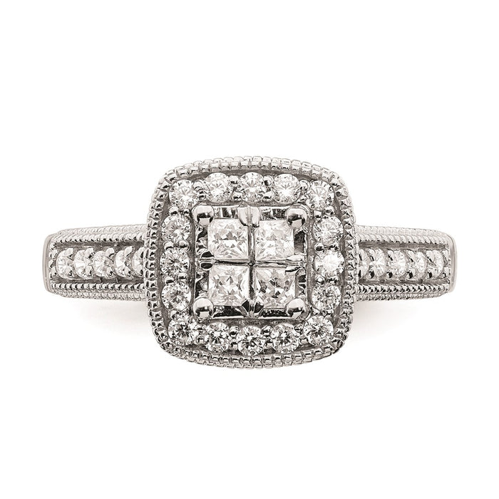 Buy Exclusive 14K White Gold Halo Engagement Ring with 5/8 Carat Diamonds-4