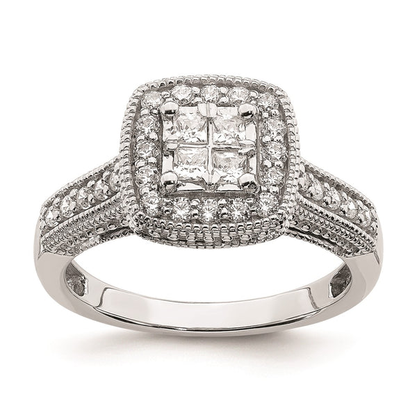 14K White Gold Halo Engagement Ring with 5/8 Carat Diamonds - Style GR1-1034627