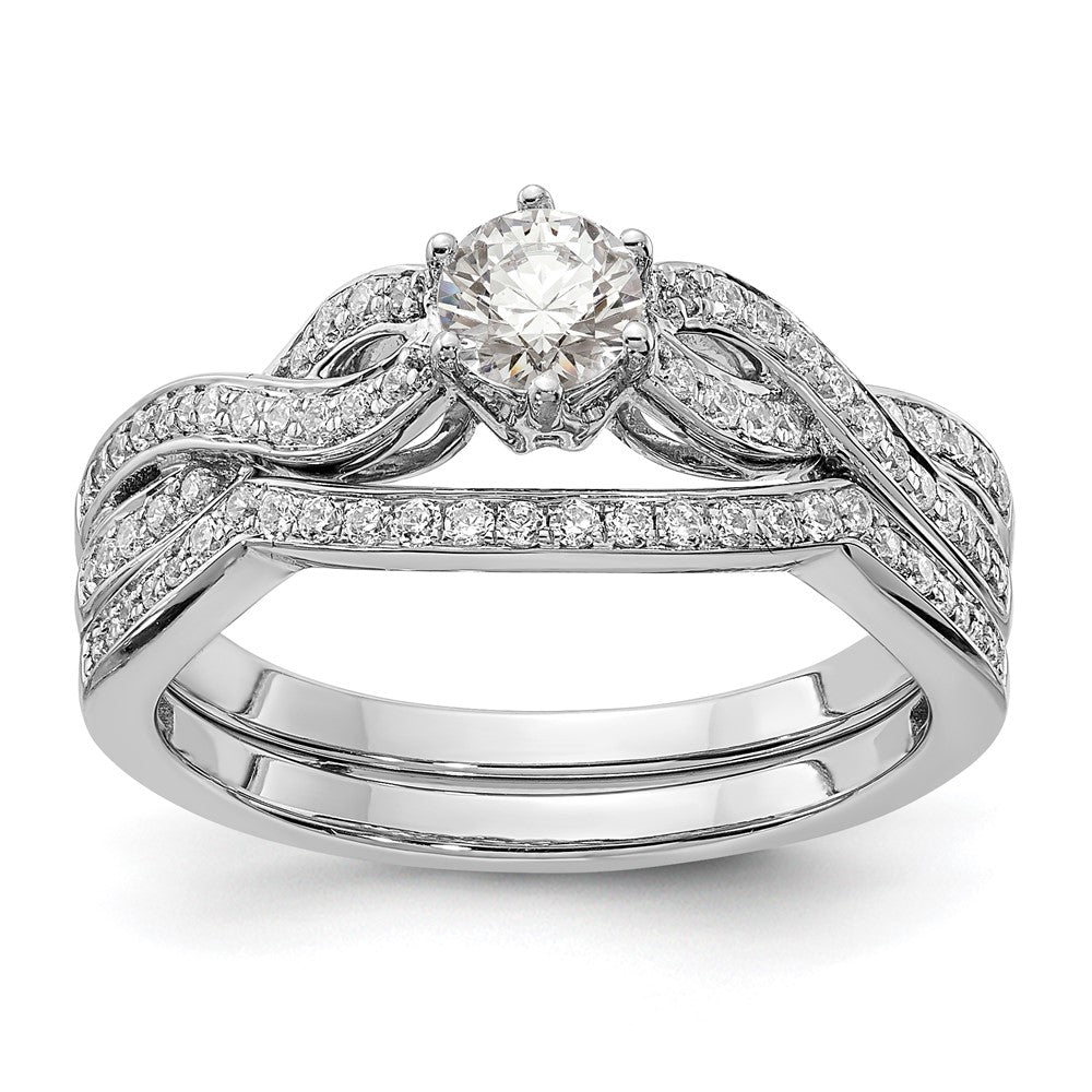 Buy Stylish 14K White Gold Criss-Cross Engagement Ring | 1/3 Carat Center