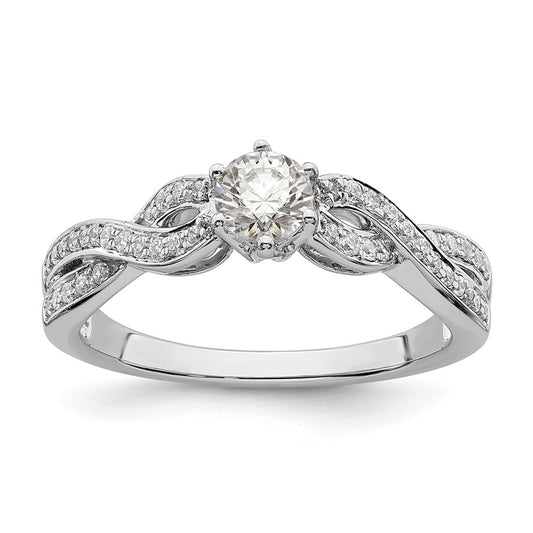 Buy Stylish 14K White Gold Criss-Cross Engagement Ring | 1/3 Carat Center