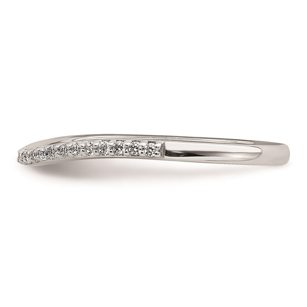 Exclusive 14K White Gold Contoured Wedding Band with 1/8 Carat Diamonds