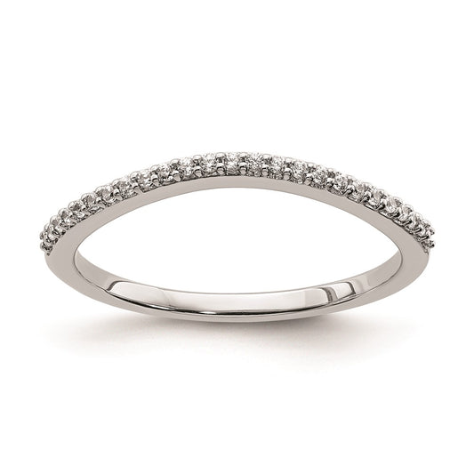 Exclusive 14K White Gold Contoured Wedding Band with 1/8 Carat Diamonds