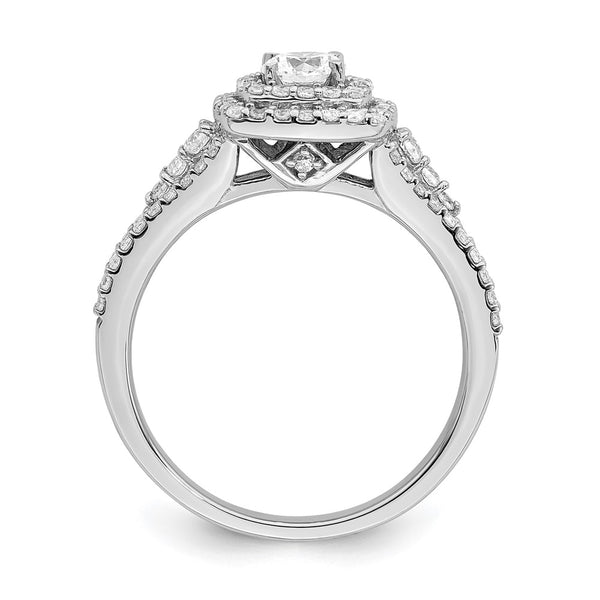 14K White Gold Double Halo Engagement Ring - 1/3 Carat Center, 1/2 CT Diamonds