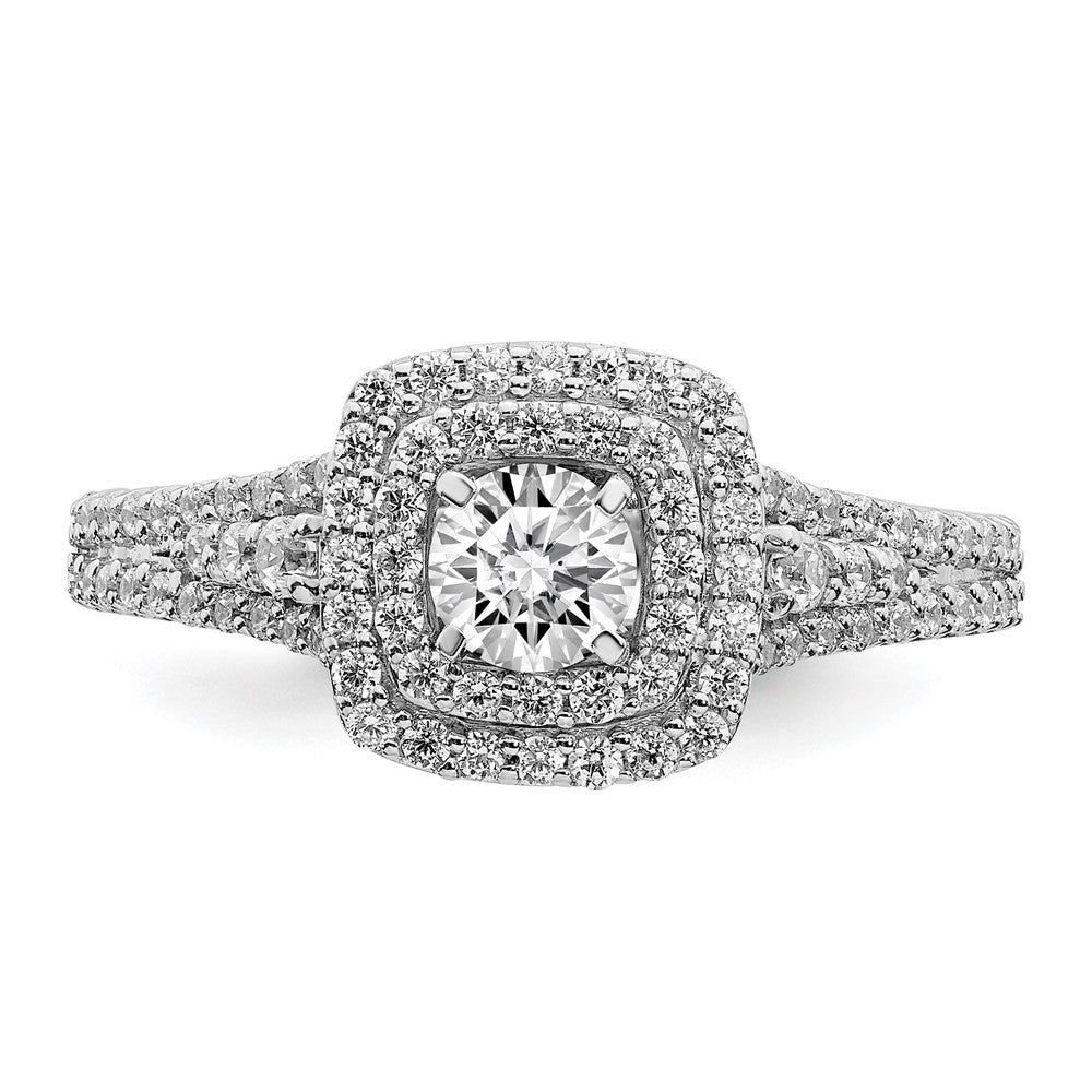 Buy 14K White Gold Double Halo Engagement Ring - 1/3 Carat Center, 1/2 CT Diamonds, Stylish Value!