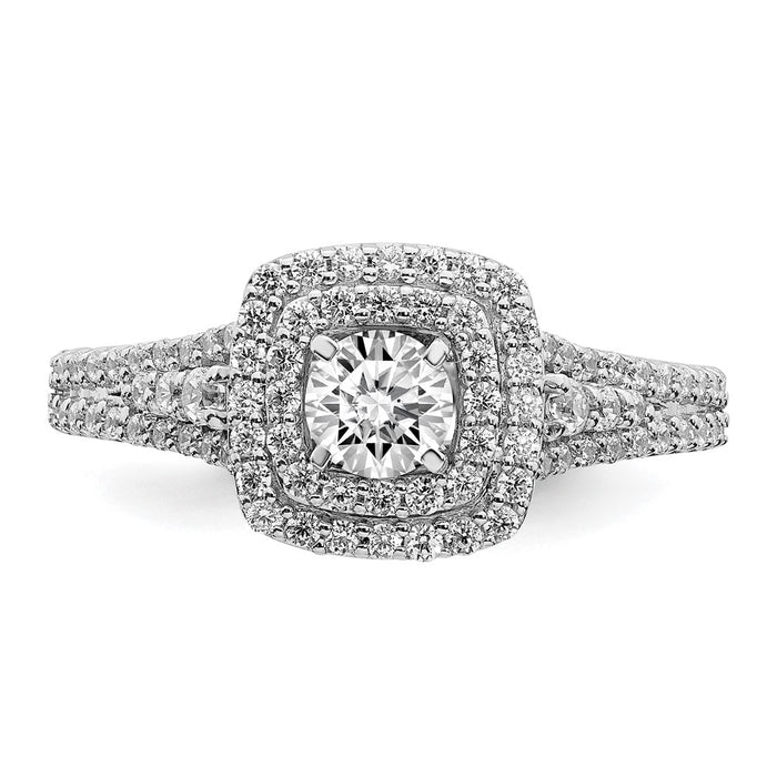 Buy 14K White Gold Double Halo Engagement Ring - 1/3 Carat Center, 1/2 CT Diamonds, Stylish Value!-4