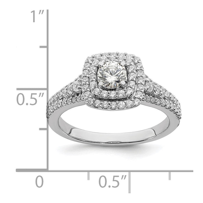 Buy 14K White Gold Double Halo Engagement Ring - 1/3 Carat Center, 1/2 CT Diamonds, Stylish Value!-8