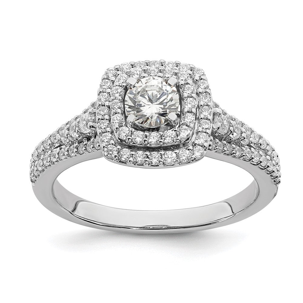 Buy 14K White Gold Double Halo Engagement Ring - 1/3 Carat Center, 1/2 CT Diamonds, Stylish Value!