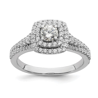 Buy 14K White Gold Double Halo Engagement Ring - 1/3 Carat Center, 1/2 CT Diamonds, Stylish Value!