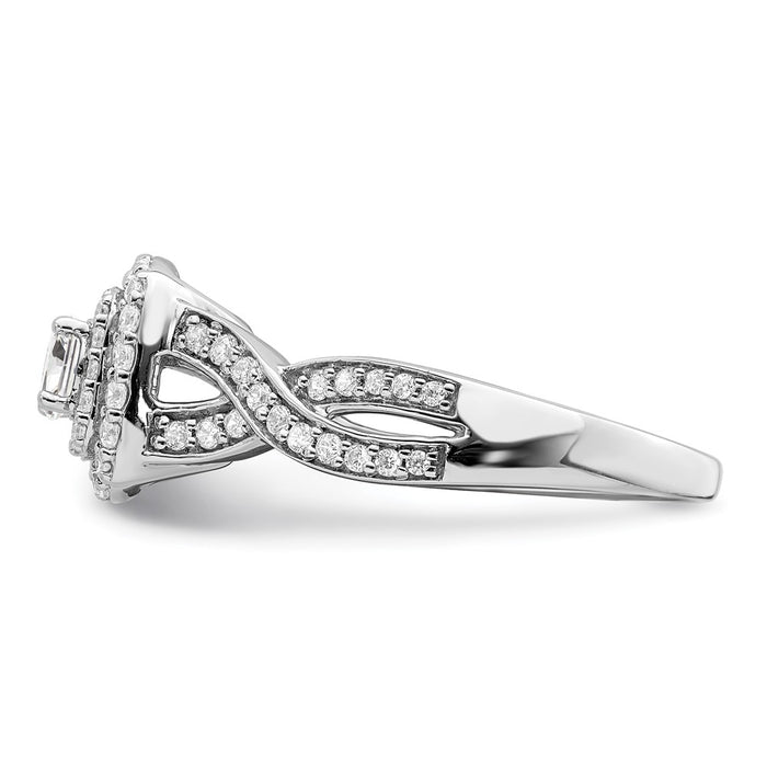 Buy Designer 14K White Gold Double Halo Engagement Ring, 1/4 Carat Center Stone, 1/2 Carat Total Weight - Stylish Value!-3