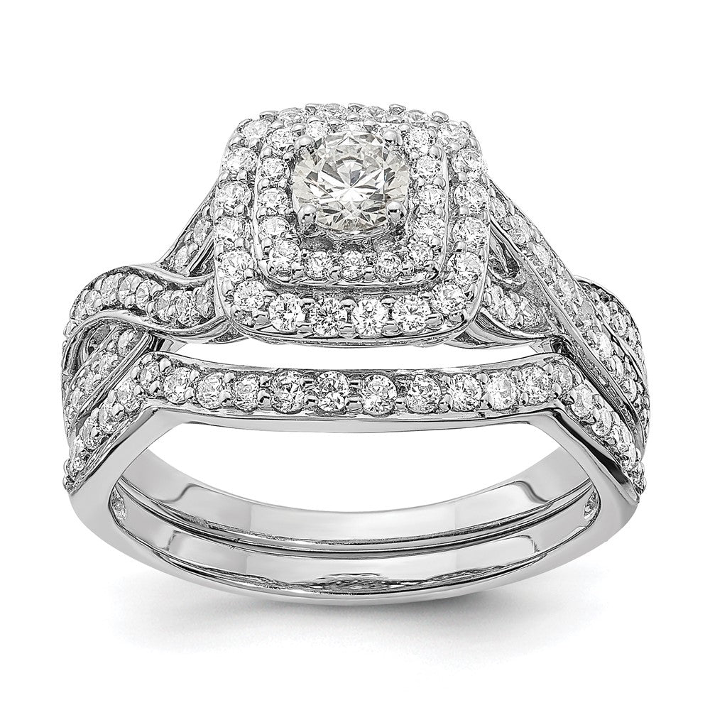 Buy Designer 14K White Gold Double Halo Engagement Ring, 1/4 Carat Center Stone, 1/2 Carat Total Weight - Stylish Value!