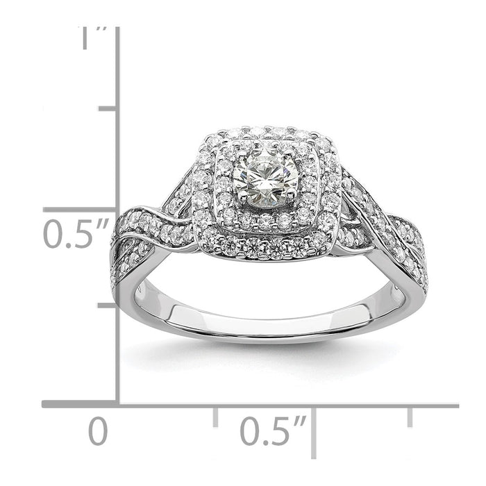 Buy Designer 14K White Gold Double Halo Engagement Ring, 1/4 Carat Center Stone, 1/2 Carat Total Weight - Stylish Value!-8