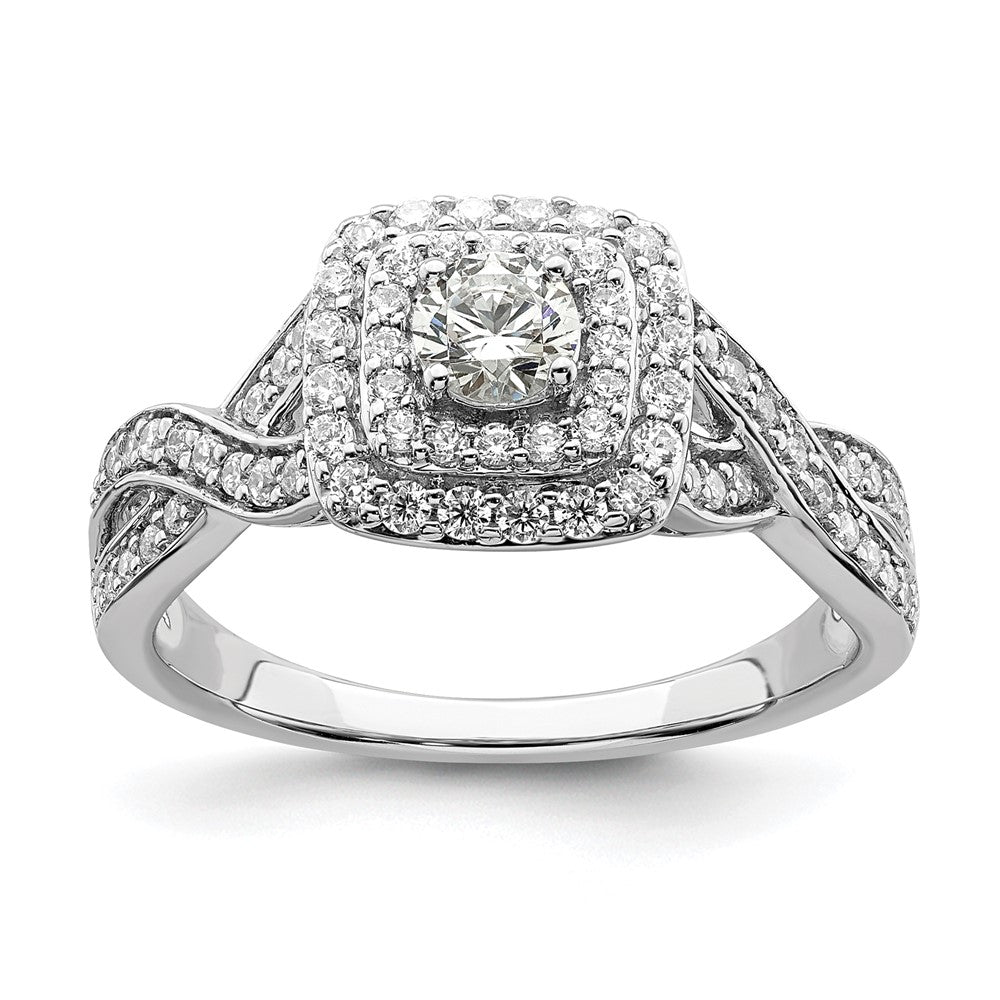 Buy Designer 14K White Gold Double Halo Engagement Ring, 1/4 Carat Center Stone, 1/2 Carat Total Weight - Stylish Value!