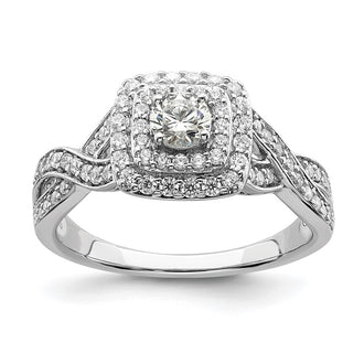 Buy Designer 14K White Gold Double Halo Engagement Ring, 1/4 Carat Center Stone, 1/2 Carat Total Weight - Stylish Value!
