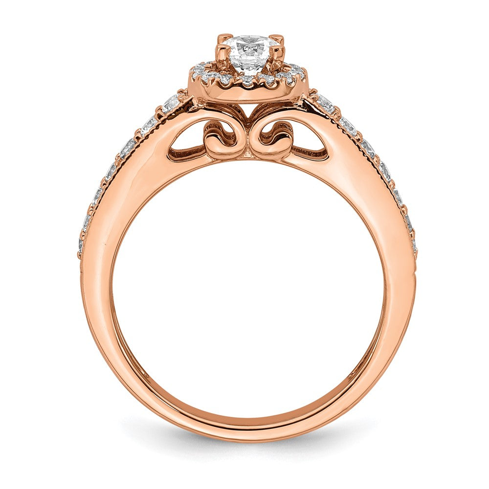 Buy Stylish 14K Rose Gold Halo Engagement Ring with 3/8 Carat Diamonds