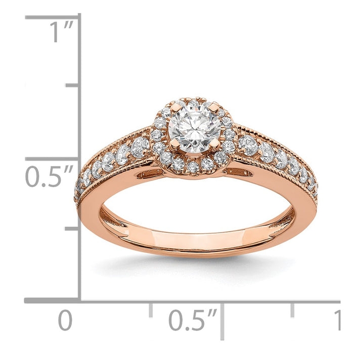 Buy Stylish 14K Rose Gold Halo Engagement Ring with 3/8 Carat Diamonds-7