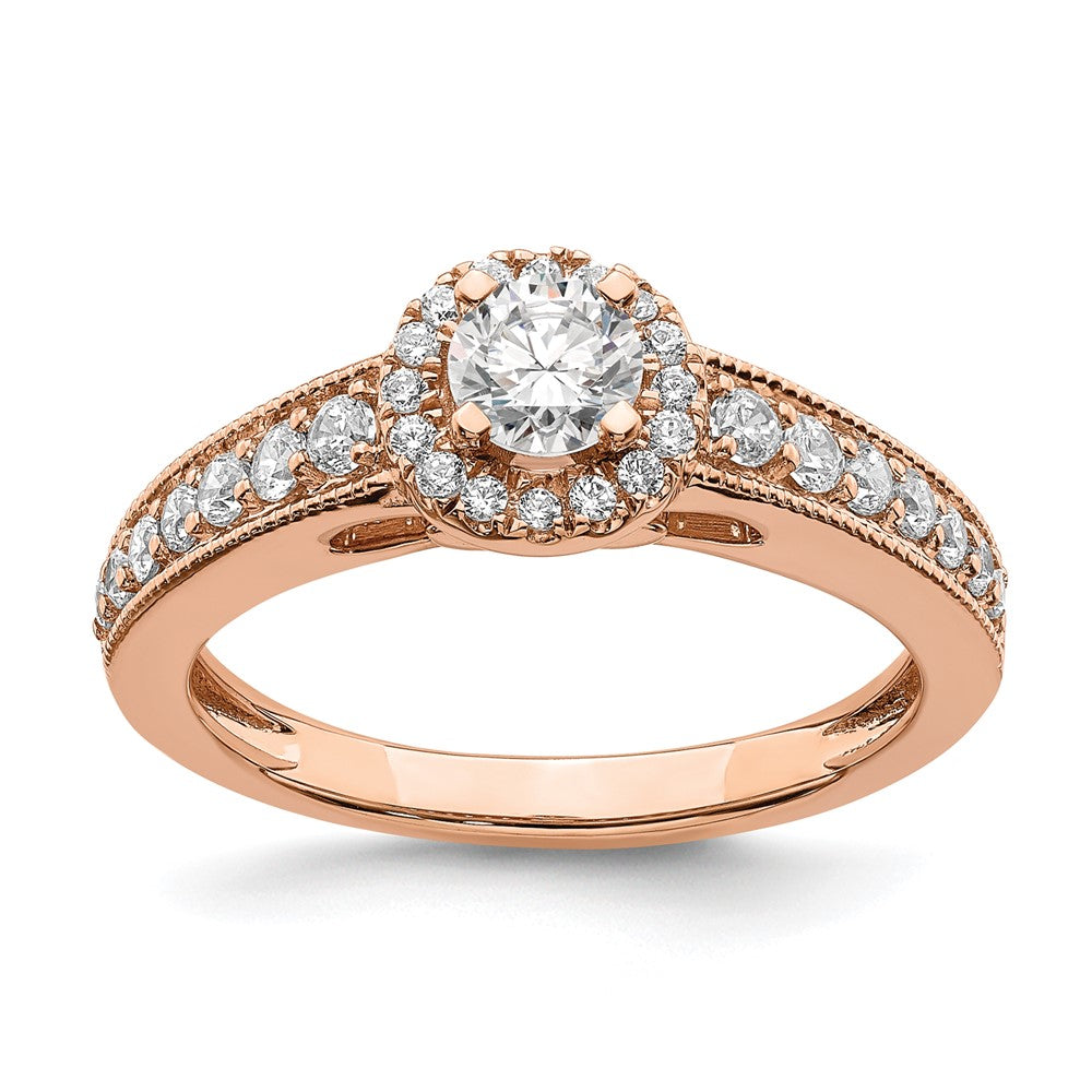 Buy Stylish 14K Rose Gold Halo Engagement Ring with 3/8 Carat Diamonds