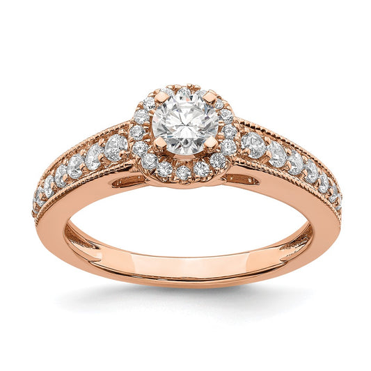 Buy Stylish 14K Rose Gold Halo Engagement Ring with 3/8 Carat Diamonds