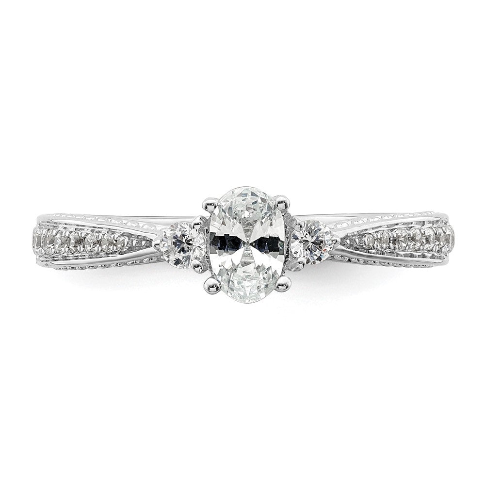 Exclusive 14K White Gold Three-Stone Engagement Ring - Stylish Design & Value