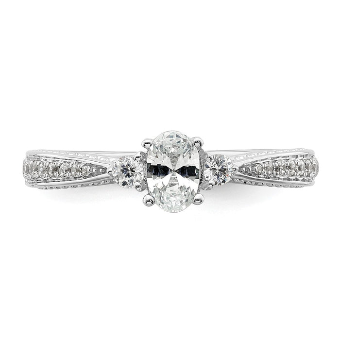 Exclusive 14K White Gold Three-Stone Engagement Ring - Stylish Design & Value-4