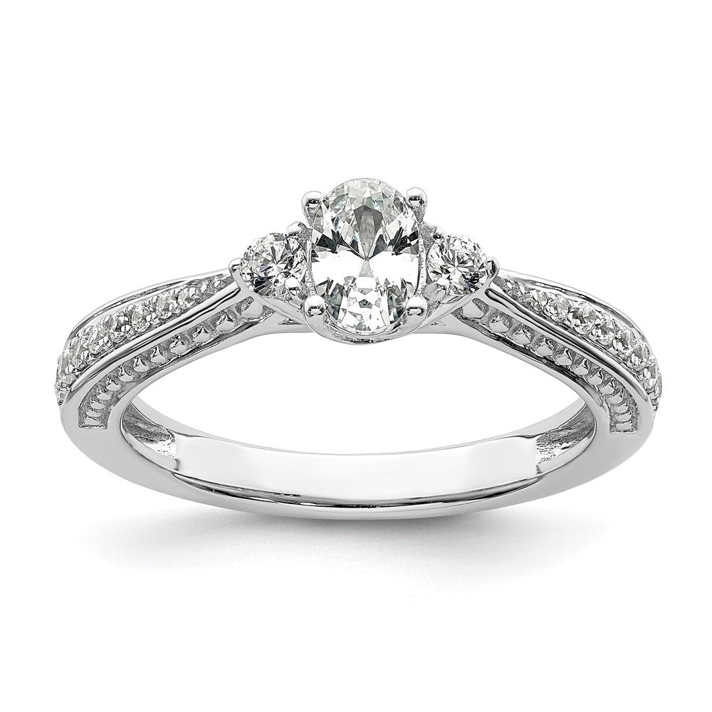 Exclusive 14K White Gold Three-Stone Engagement Ring - Stylish Design & Value