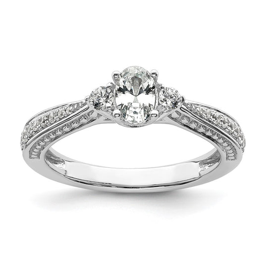 Exclusive 14K White Gold Three-Stone Engagement Ring - Stylish Design & Value