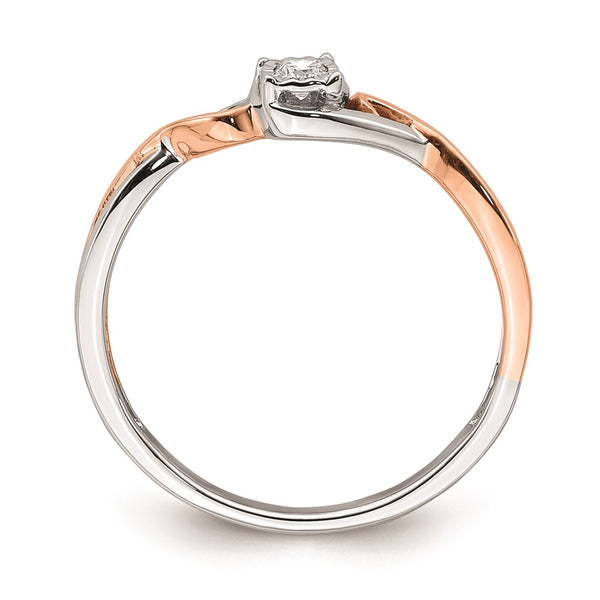 14K White & Rose Gold Criss-Cross Engagement Ring, 1/20 Carat Diamond