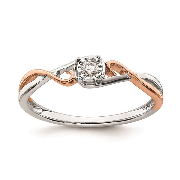 14K White & Rose Gold Criss-Cross Engagement Ring, 1/20 Carat Diamond