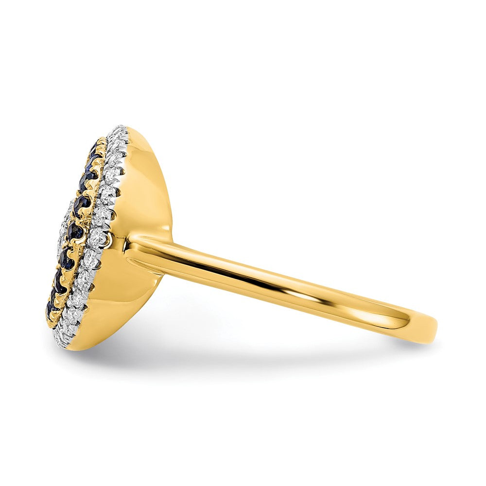 Buy Stylish 14K Gold Polished Moon & Star Ring with Sapphire & Diamond Accents