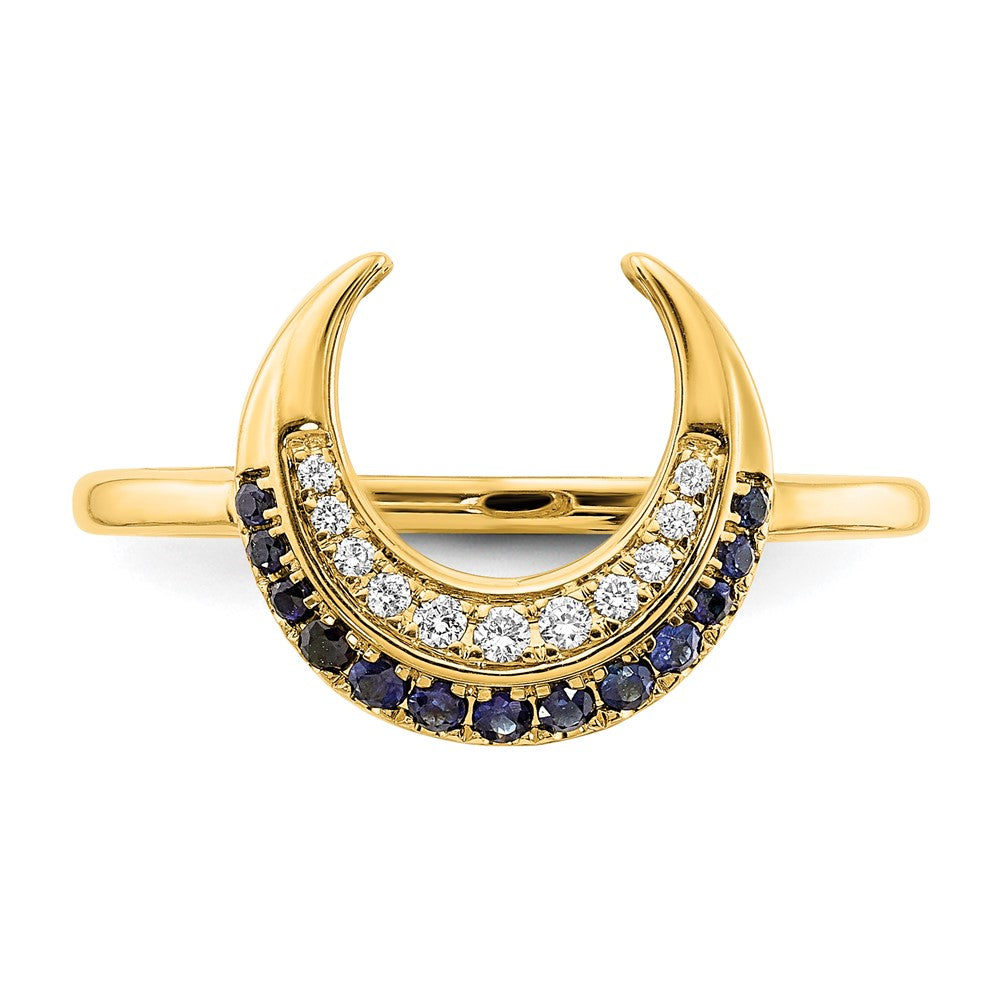 Buy Exclusive 14K Gold Polished Moon Ring with Sapphire & Diamond Accents