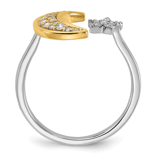 Shop Exclusive 14K Two-Tone Diamond Moon and Star Ring - Stylish Luxury Jewelry