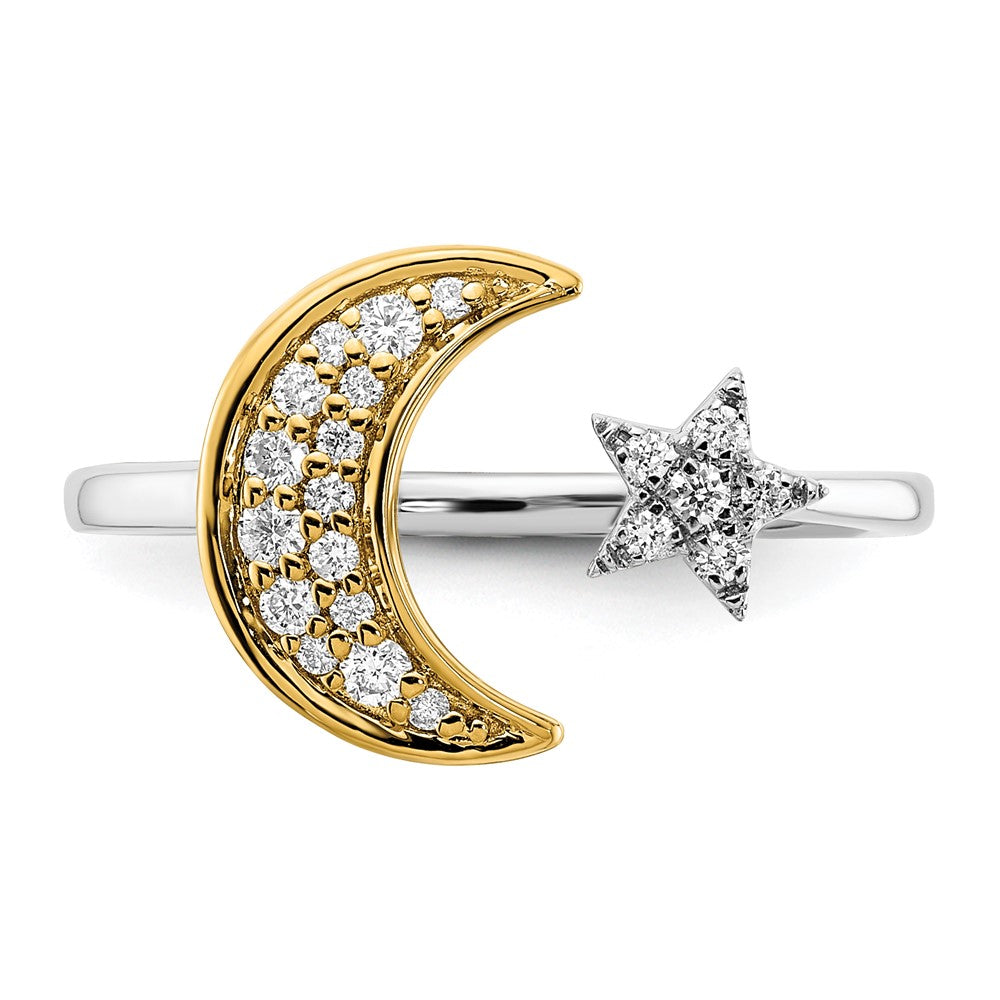Shop Exclusive 14K Two-Tone Diamond Moon and Star Ring - Stylish Luxury Jewelry