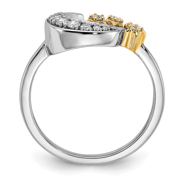 14K Two-Tone Diamond Moon & Three Stars Ring