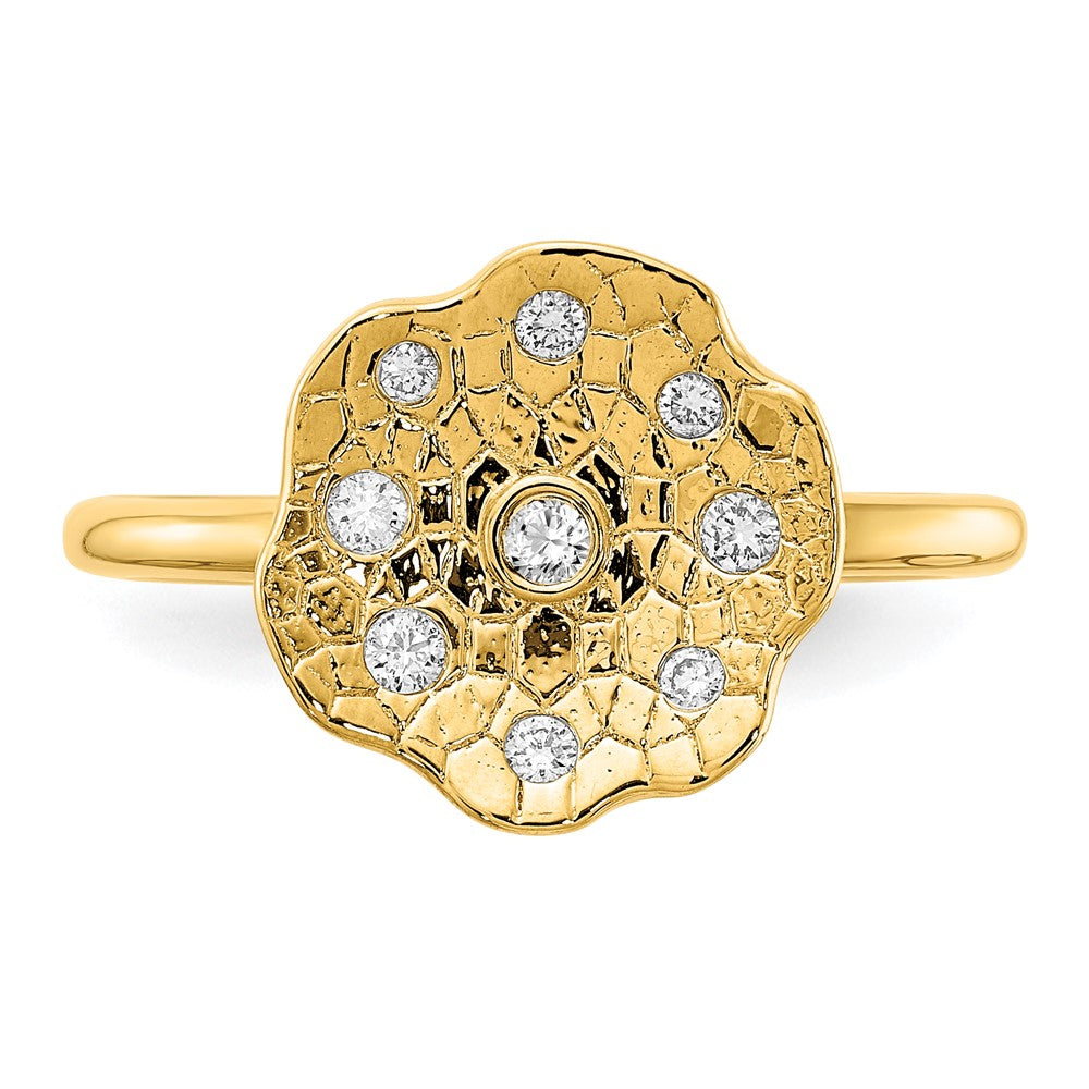 High-Quality 14K Gold Polished & Textured Diamond Circle Band Ring - Stylish Value