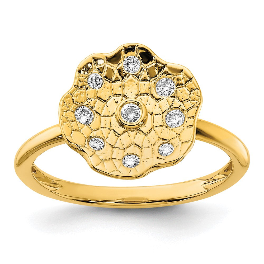 High-Quality 14K Gold Polished & Textured Diamond Circle Band Ring - Stylish Value