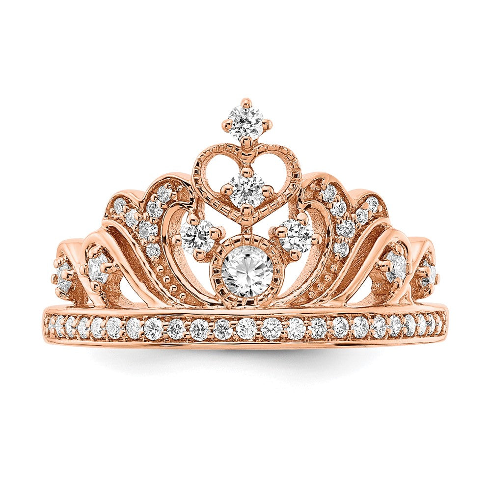 High-Quality 14K Rose Gold Diamond Tiara Ring | Stylish & Affordable Elegance