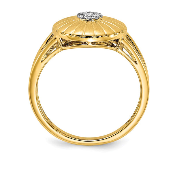 14K Gold Satin Finish Diamond Flower Ring