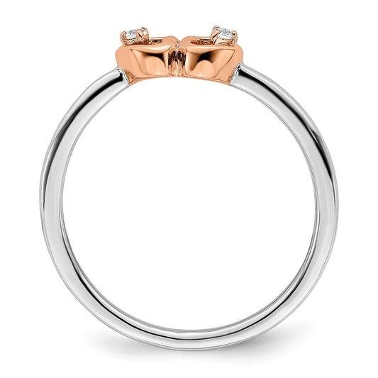 Shop Stylish 14K Two-Tone Diamond Hearts Promise Ring | VS/SI+ G+ Clarity