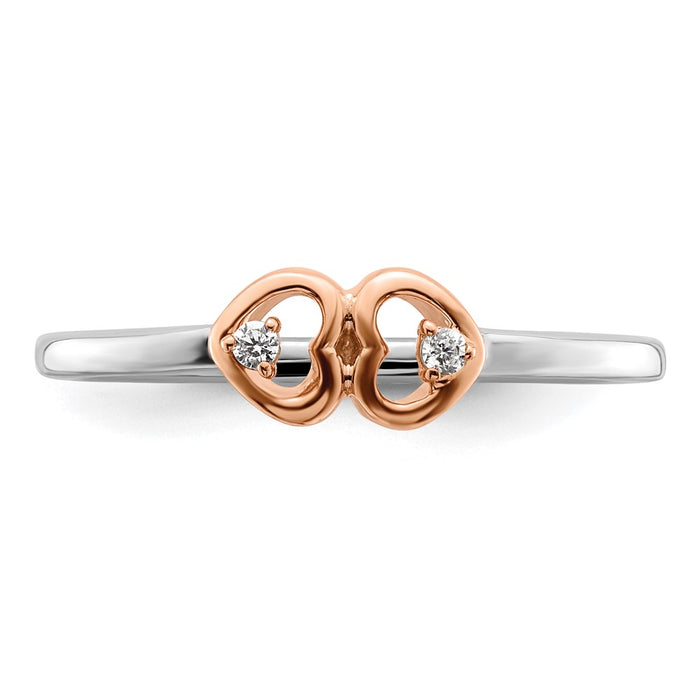 Shop Stylish 14K Two-Tone Diamond Hearts Promise Ring | VS/SI+ G+ Clarity-4