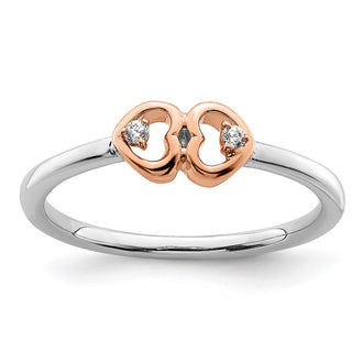 Shop Stylish 14K Two-Tone Diamond Hearts Promise Ring | VS/SI+ G+ Clarity