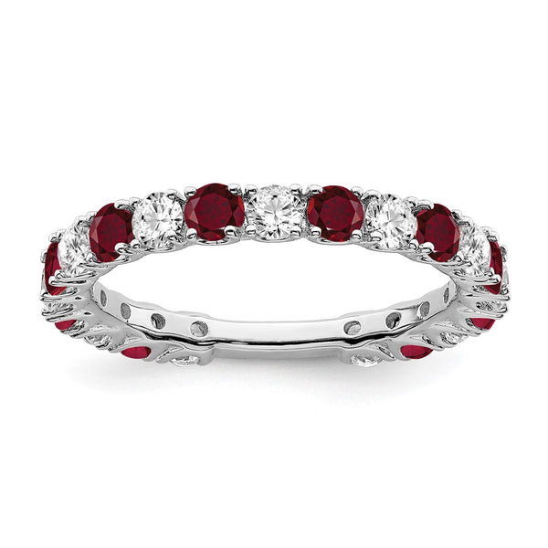 14K White Gold Ruby & Diamond Ring